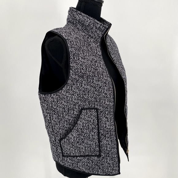 Shop Wanna B Ladies Black/White Quilted Vest Zip Up Collar Pockets - Small - Picture 5 of 12
